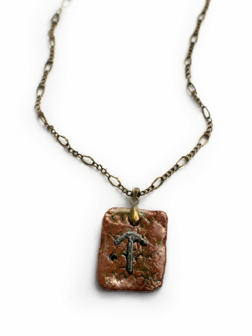 Handmade Viking Rune Medallion Necklace Rustic Boho Jewelry
